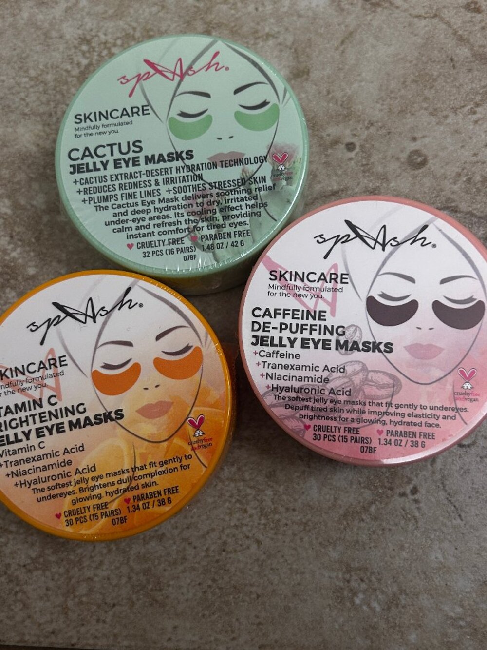 JELLY EYE MASKS LA SPLASH Lot of 3 = 45 sets total